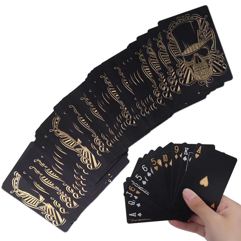 Board Game Illustration - Black Playing Cards Deck Skull-Embossed PVC